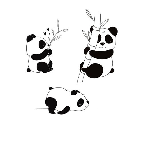 Tatouage éphémère Sioou - Trilogie de pandas