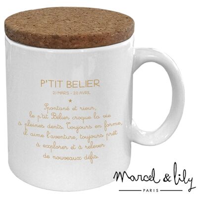 Astro Kid mug "P'tit Bélier" with its cork lid