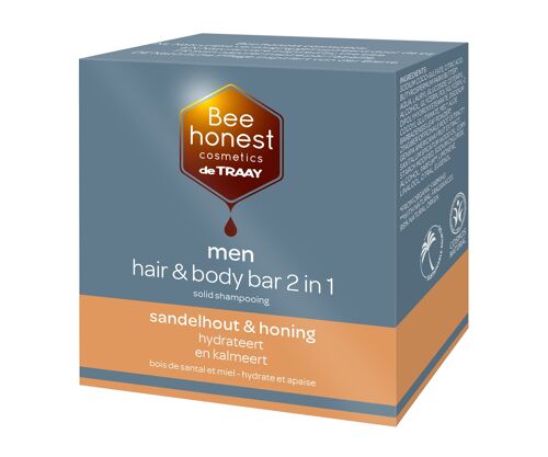 BEE HONEST COSMETICS MEN HAIR AND BODY BAR SANDALWOOD AND HONEY 80GR