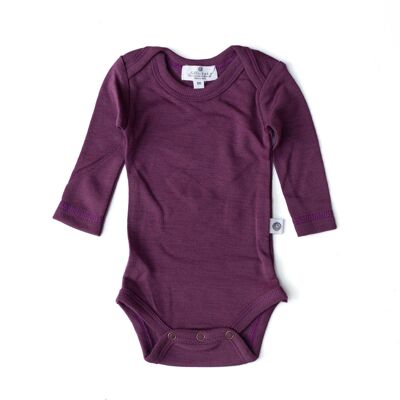 Woolen bodysuit long sleeves - Merino wool - Crushed violets