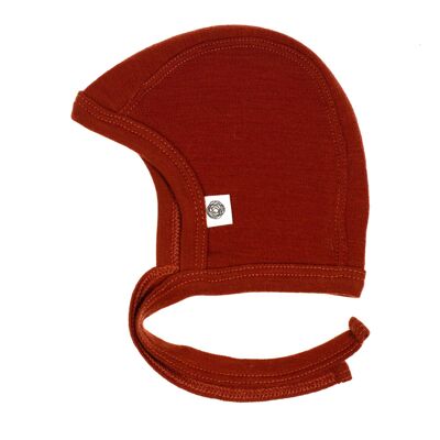 Cappello con fiocco in lana baby – Lana merino – Henné bruciato