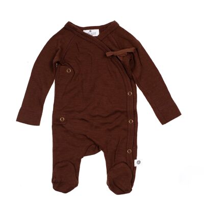 Playsuit / Strampler aus Wolle – Merinowolle – Schokoladenfondant