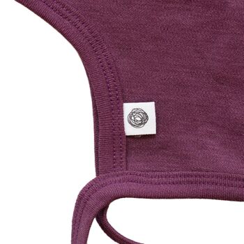 Bonnet noeud en laine bébé – Laine mérinos – Violettes écrasées 2