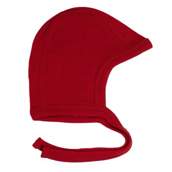 Bonnet nœud en laine bébé – Laine mérinos – Rouge Savvy 2