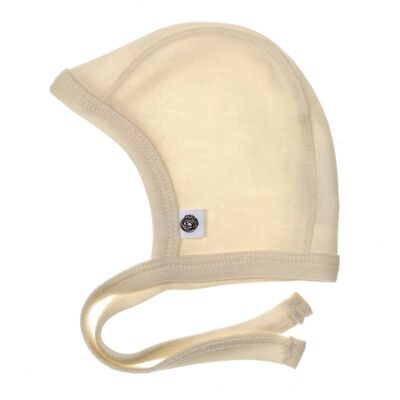 Gorro de lana con lazo para bebé – lana merino – natural