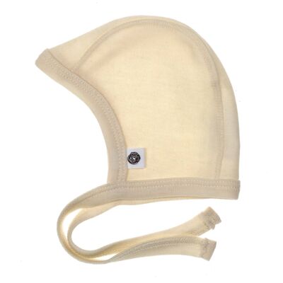 Baby woolen bow hat – merino wool – natural