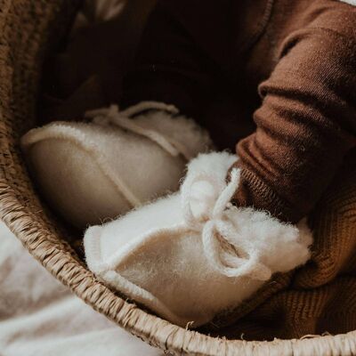 Pantofole in lana per bimbo/neonato - Naturale
