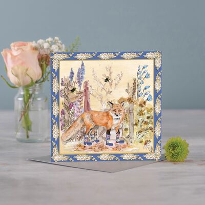 Fox Bouquet Boots Greeting Card