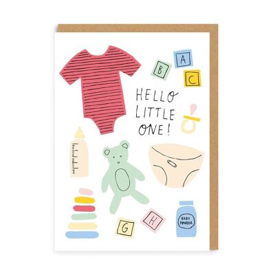 Tarjeta de felicitación para recién nacido Hello Little One Icons (7386)