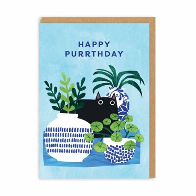 Happy Purrthday Vases Geburtstagskarte (9454)