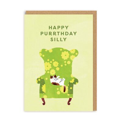 Tarjeta de cumpleaños verde tonta Happy Purrthday (9451)