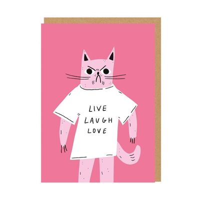 Biglietto d'auguri dal vivo con risate e amore per gatti (9465)