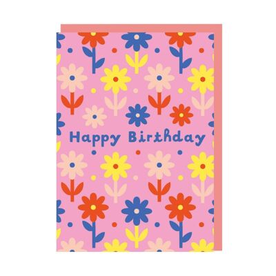 Carte d'anniversaire à petites fleurs (9231)