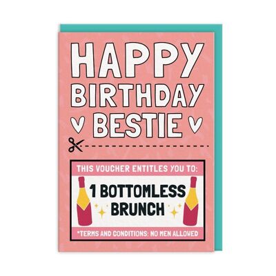 Tarjeta de cumpleaños Bestie con cupón de brunch sin fondo (9475)