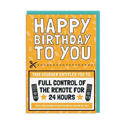 Tarjeta de cumpleaños con cupón de control remoto de TV (9476)