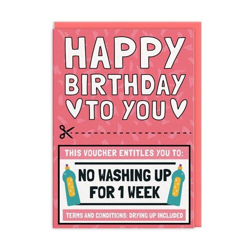 No Washing Up Voucher Birthday Card (9477)