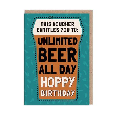 Carte d'anniversaire avec bon de bière illimité (9481)