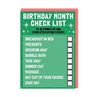 Birthday Month Checklist Birthday Card (9482)
