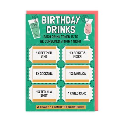 Carte de coupon pour boissons de nuit d'anniversaire (9484)