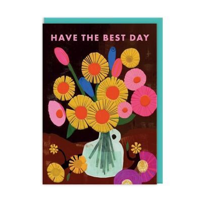 Tarjeta de cumpleaños con jarrón "Ten el mejor día" (9509)