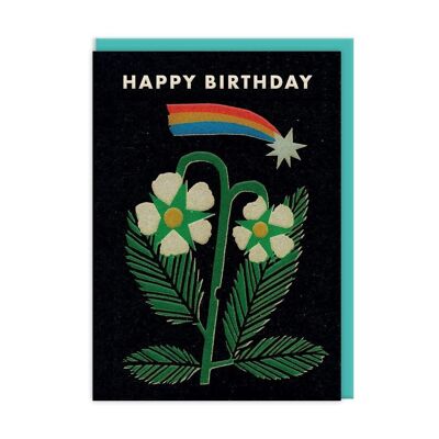 Carte de joyeux anniversaire fleurs arc-en-ciel (9518)