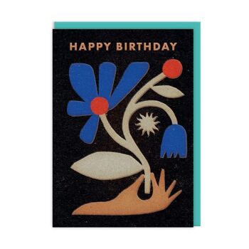 Carte d'anniversaire main avec fleurs (9520) 1