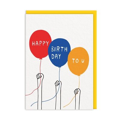 Happy Birthday To U Geburtstagskarte mit Luftballons (9269)