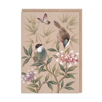 Tarjeta de felicitación de bambú y pájaros (9900)