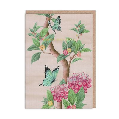 Geburtstagskarte mit Schmetterling und Hortensie (9902)