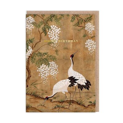 Cranes And Wisteria Birthday Card (9903)