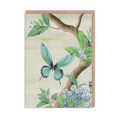 Tarjeta de cumpleaños azul mariposa (9905)