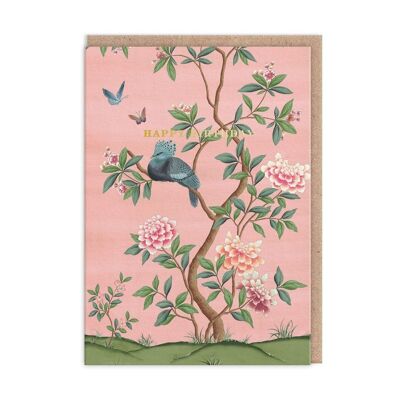 Tarjeta de cumpleaños rosa del árbol lejano (9908)