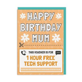 Carte d'anniversaire pour maman, bon d'assistance technique (9488) 1