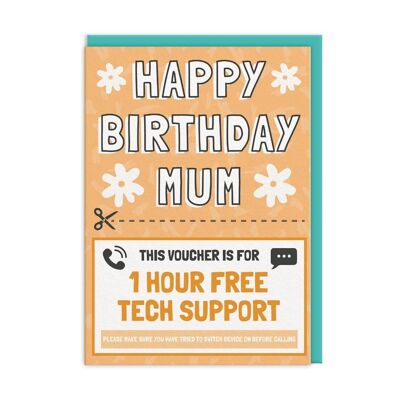 Tarjeta de cumpleaños para mamá con cupón de soporte técnico (9488)