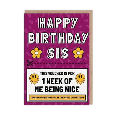 „Nice For A Week“-Geburtstagskarte für Schwester (9490)