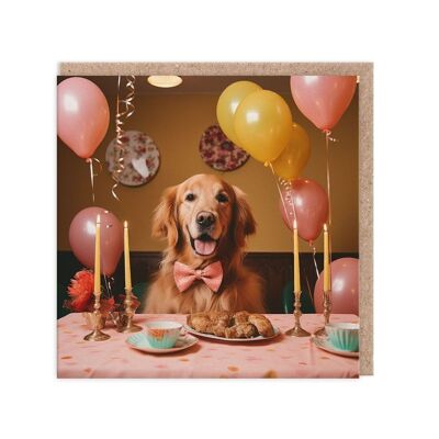 Biglietto d'auguri con cane a tavola (10508)