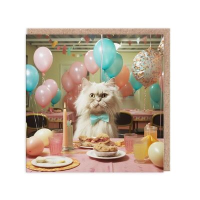 Tarjeta de cumpleaños del gato en la mesa (10507)