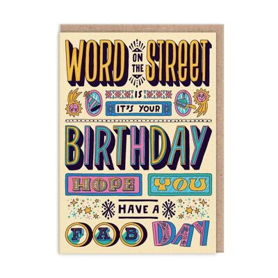 Carte d'anniversaire Word On The Street (9847)