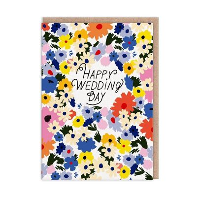 Blumenhochzeitskarte „Happy Wedding Day“ (9811)