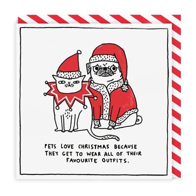 Tarjeta de felicitación navideña con amor a las mascotas (699)
