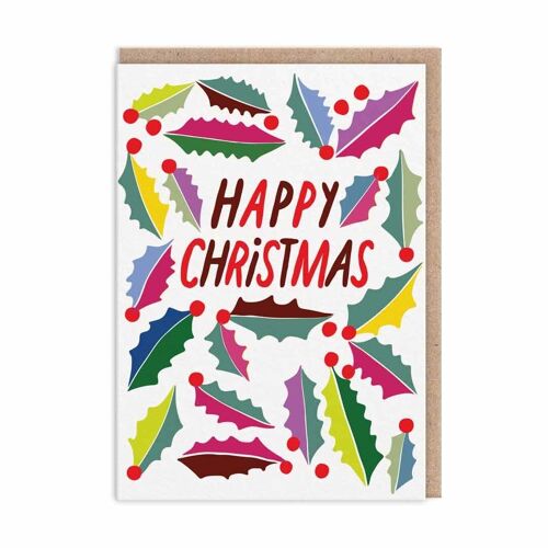 Happy Christmas Holly Christmas Card (9669)