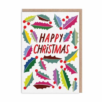 Cartolina di Natale con agrifoglio di buon Natale (9669)