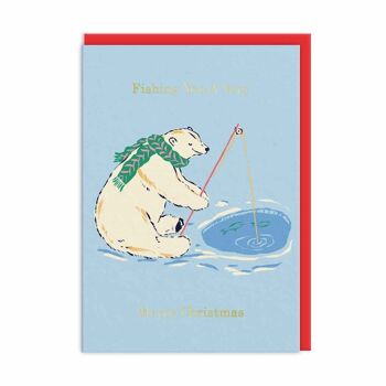 Carte de pêche à l'ours polaire pour un joyeux Noël (9664) 1