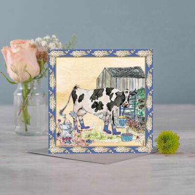 Cow Bouquet Boots Greeting Card