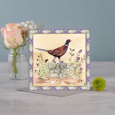 Pheasant Bouquet Boots Greeting Card