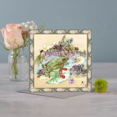 Bottes de bouquet de grenouille Carte de vœux