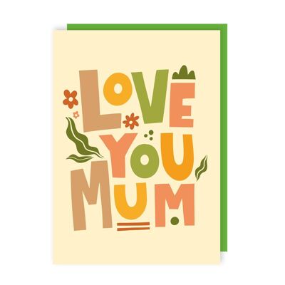 Paquete de 6 tarjetas simples para el día de la madre Love You Mum