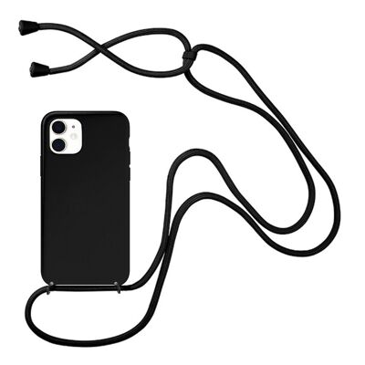 Funda de silicona líquida compatible con iPhone 11 con cable - Negro