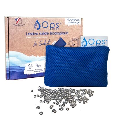 OPS CLEAN® - 1 An de Lessive Ecologique, Economique, Hypoallergénique & Naturelle - 350 Lavages - Sans Dosage - Zéro Déchet - pour Bébé, Bio, compatible Couche Lavable et Culotte Menstruelle