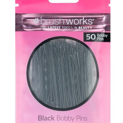 Brushworks Black Bobby Pins - 50 Pieces